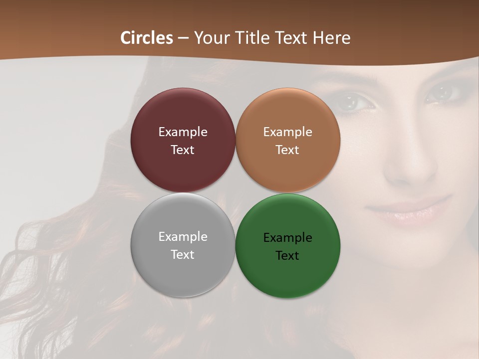 A Beautiful Woman With Long Red Hair Is Smiling PowerPoint Template