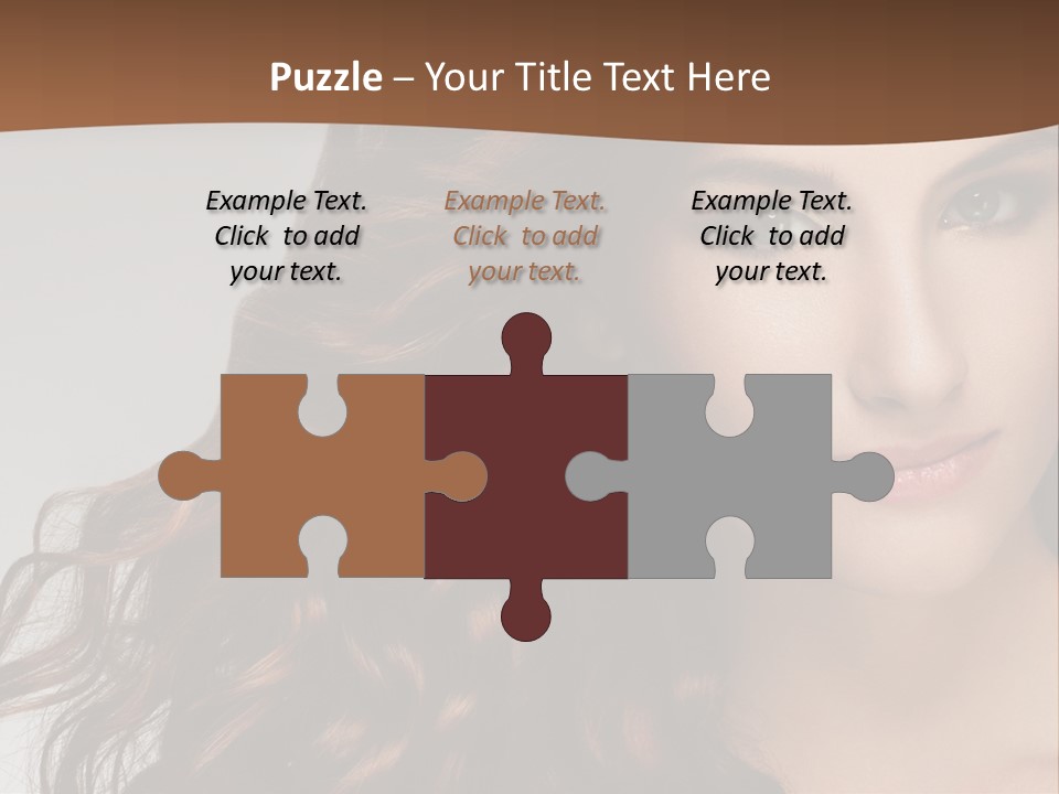 A Beautiful Woman With Long Red Hair Is Smiling PowerPoint Template