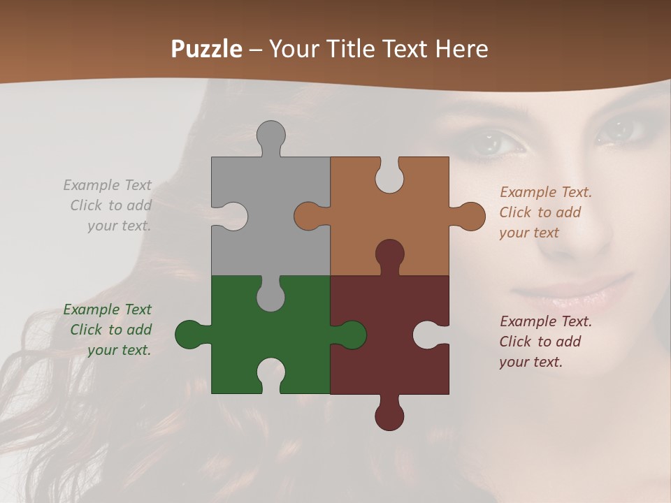 A Beautiful Woman With Long Red Hair Is Smiling PowerPoint Template