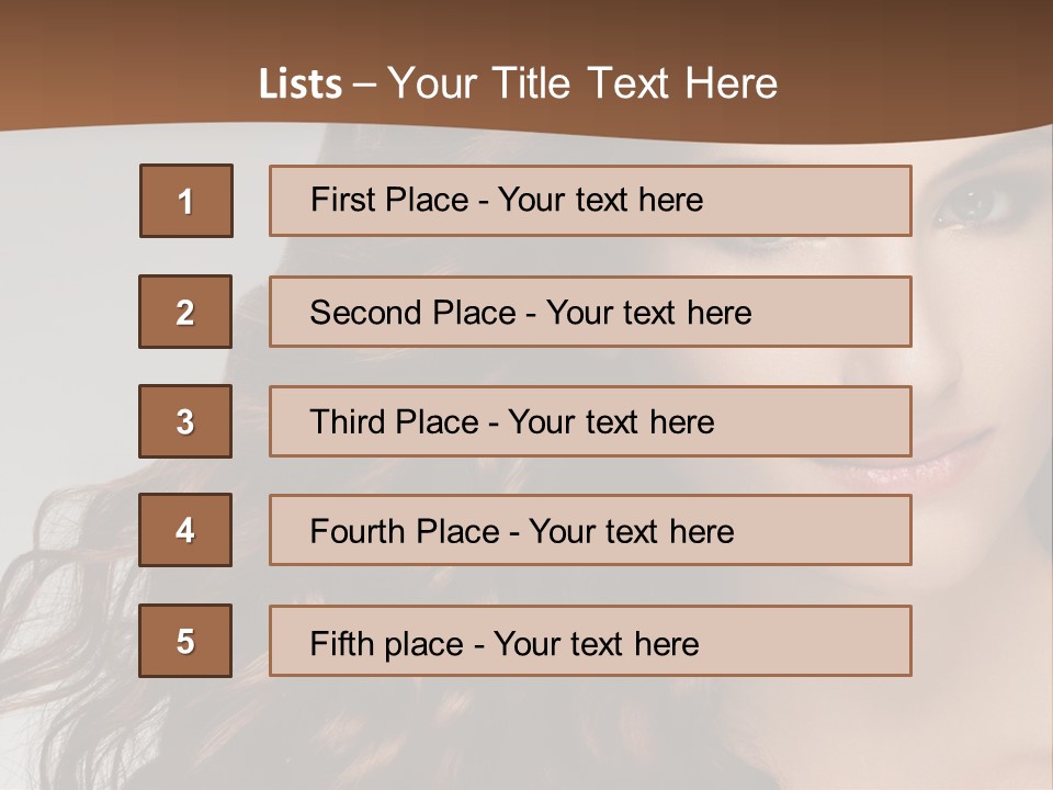 A Beautiful Woman With Long Red Hair Is Smiling PowerPoint Template