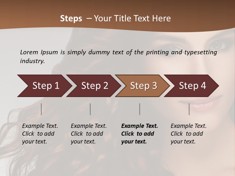 A Beautiful Woman With Long Red Hair Is Smiling PowerPoint Template