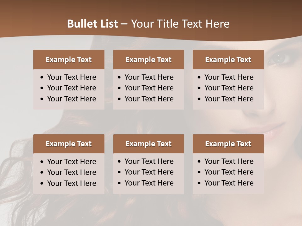 A Beautiful Woman With Long Red Hair Is Smiling PowerPoint Template