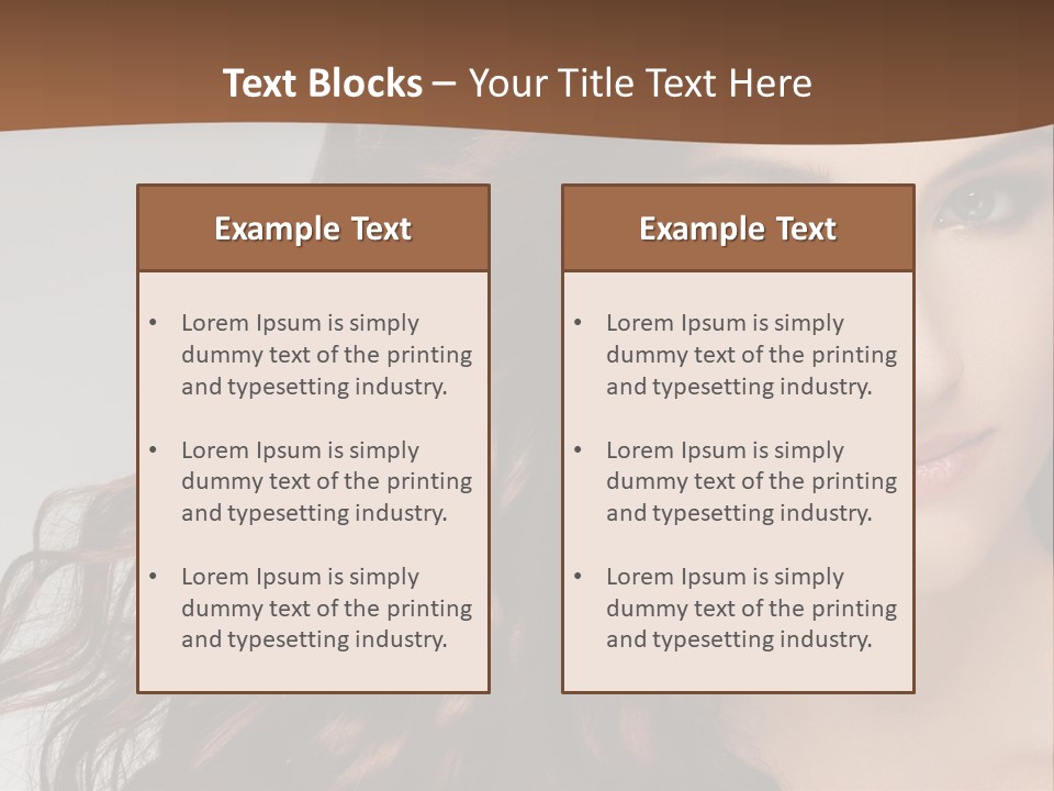 A Beautiful Woman With Long Red Hair Is Smiling PowerPoint Template