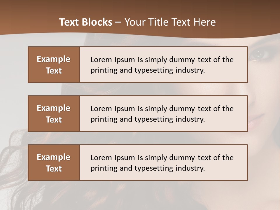 A Beautiful Woman With Long Red Hair Is Smiling PowerPoint Template