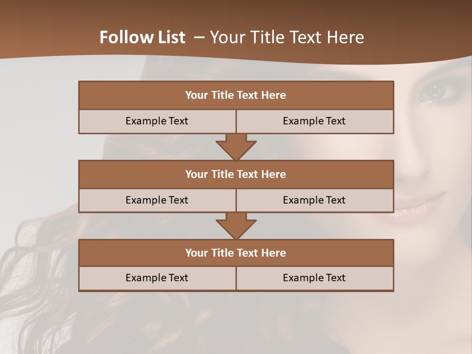 A Beautiful Woman With Long Red Hair Is Smiling PowerPoint Template