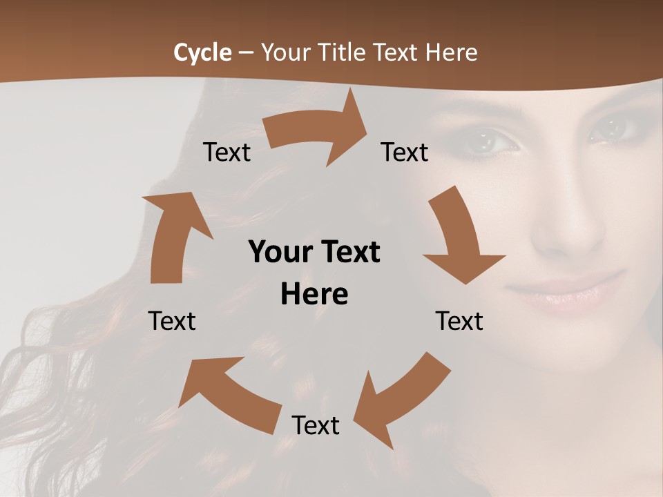 A Beautiful Woman With Long Red Hair Is Smiling PowerPoint Template