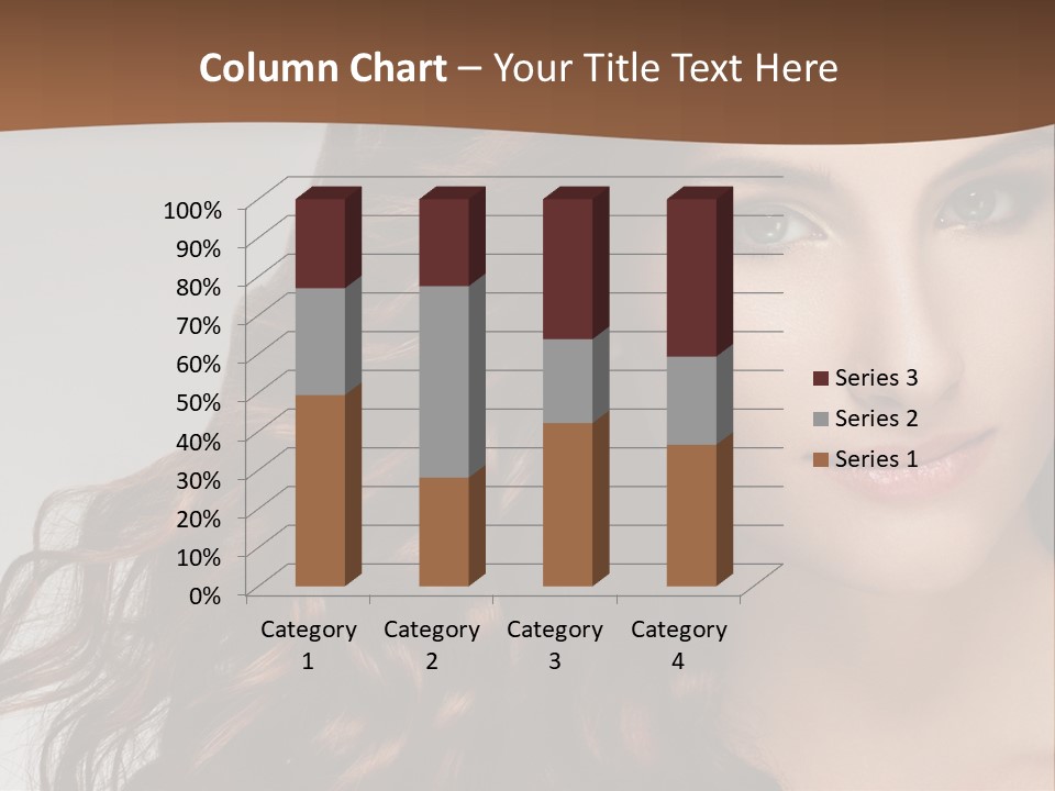 A Beautiful Woman With Long Red Hair Is Smiling PowerPoint Template