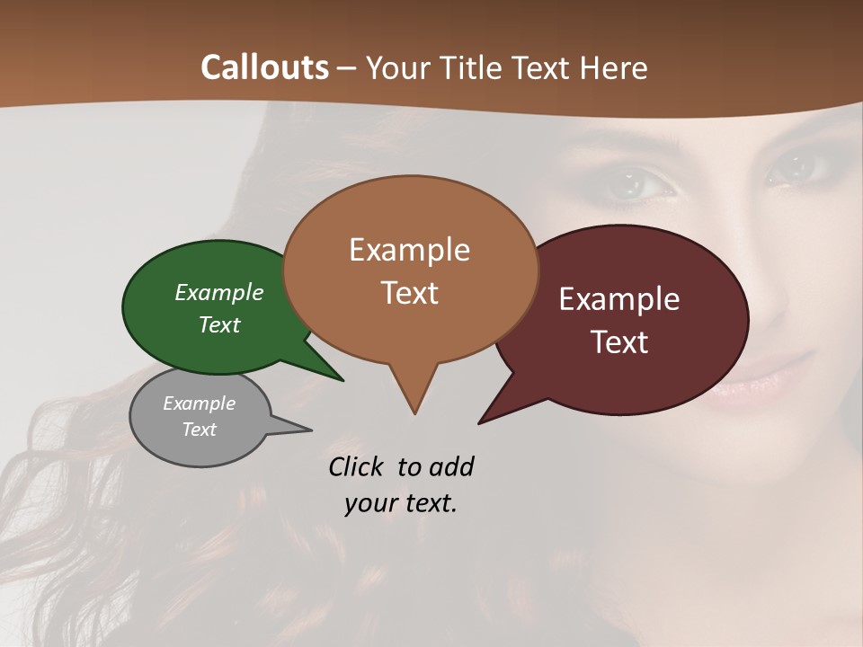 A Beautiful Woman With Long Red Hair Is Smiling PowerPoint Template
