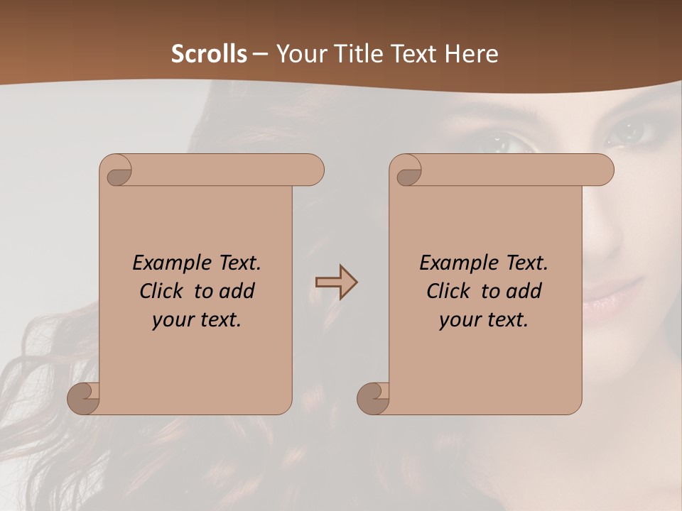 A Beautiful Woman With Long Red Hair Is Smiling PowerPoint Template