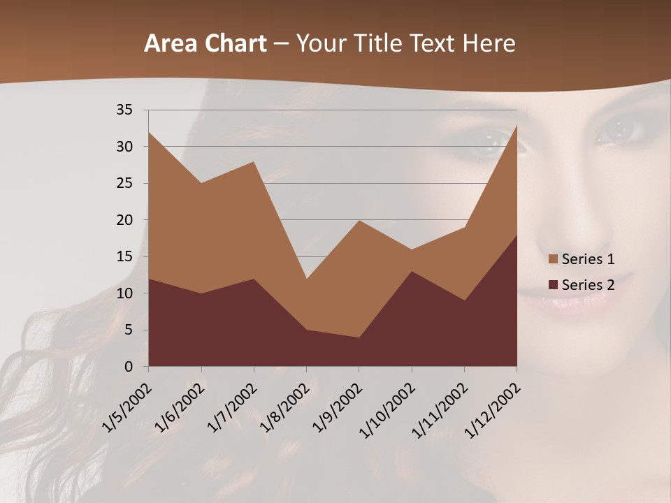 A Beautiful Woman With Long Red Hair Is Smiling PowerPoint Template