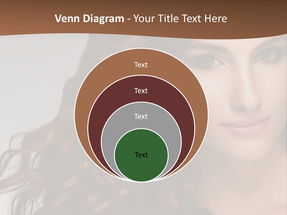 A Beautiful Woman With Long Red Hair Is Smiling PowerPoint Template