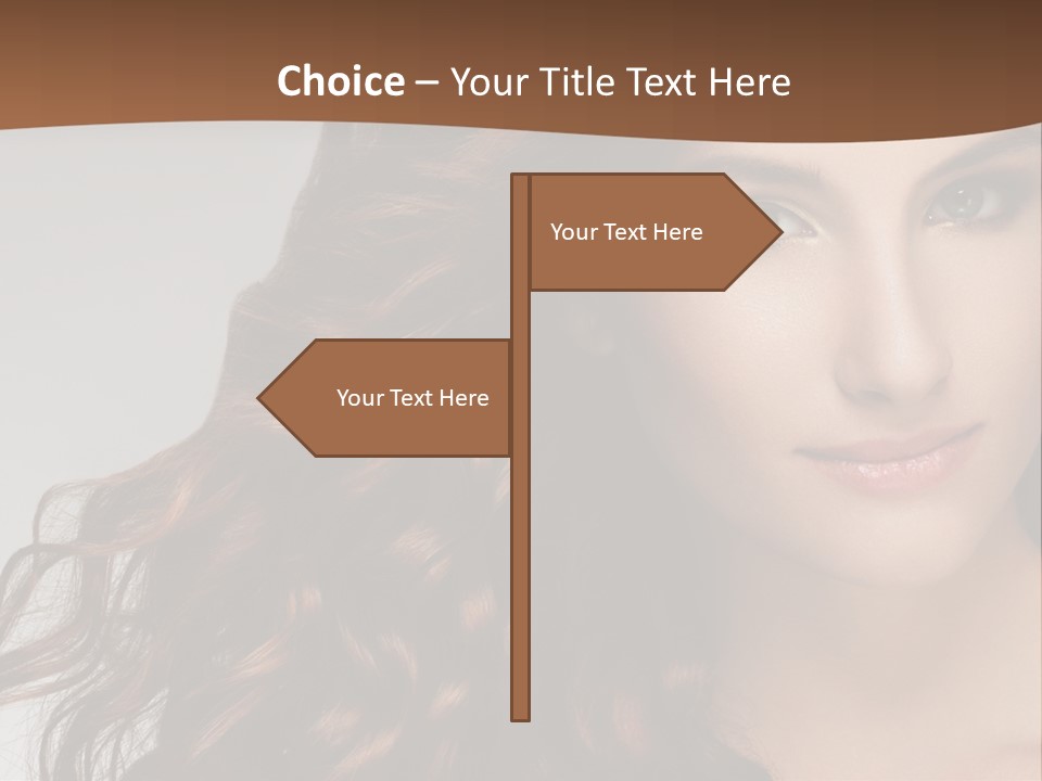 A Beautiful Woman With Long Red Hair Is Smiling PowerPoint Template