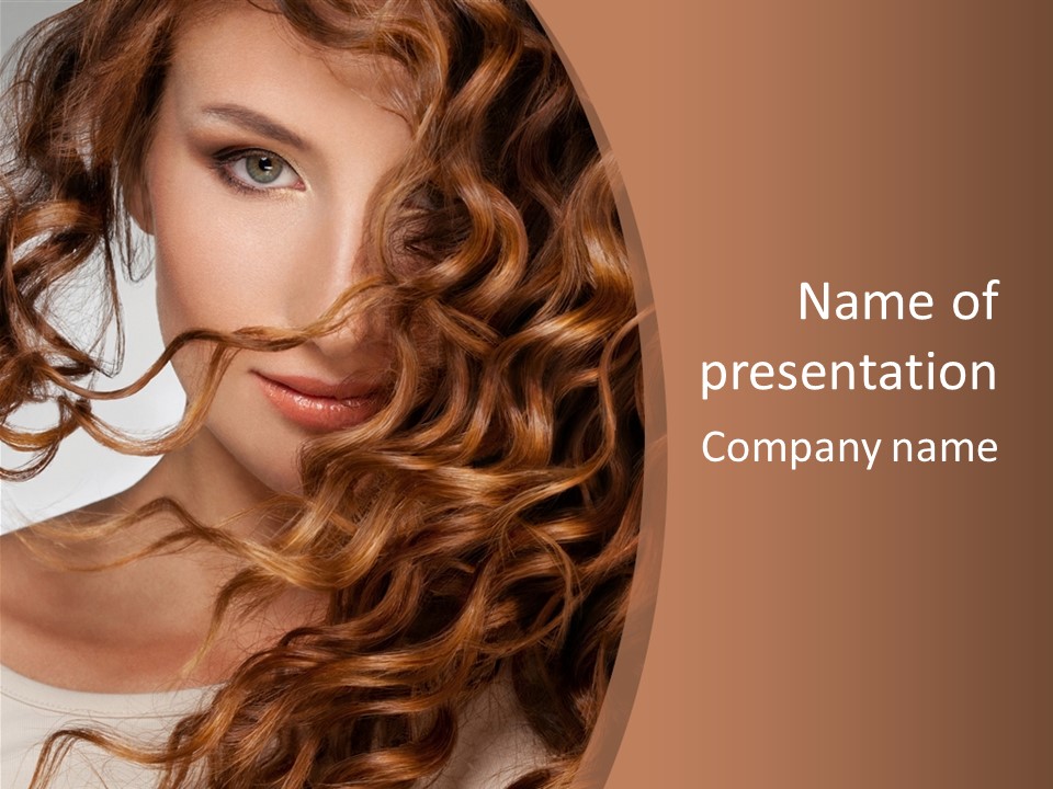 A Beautiful Woman With Long Curly Hair Powerpoint Template PowerPoint Template