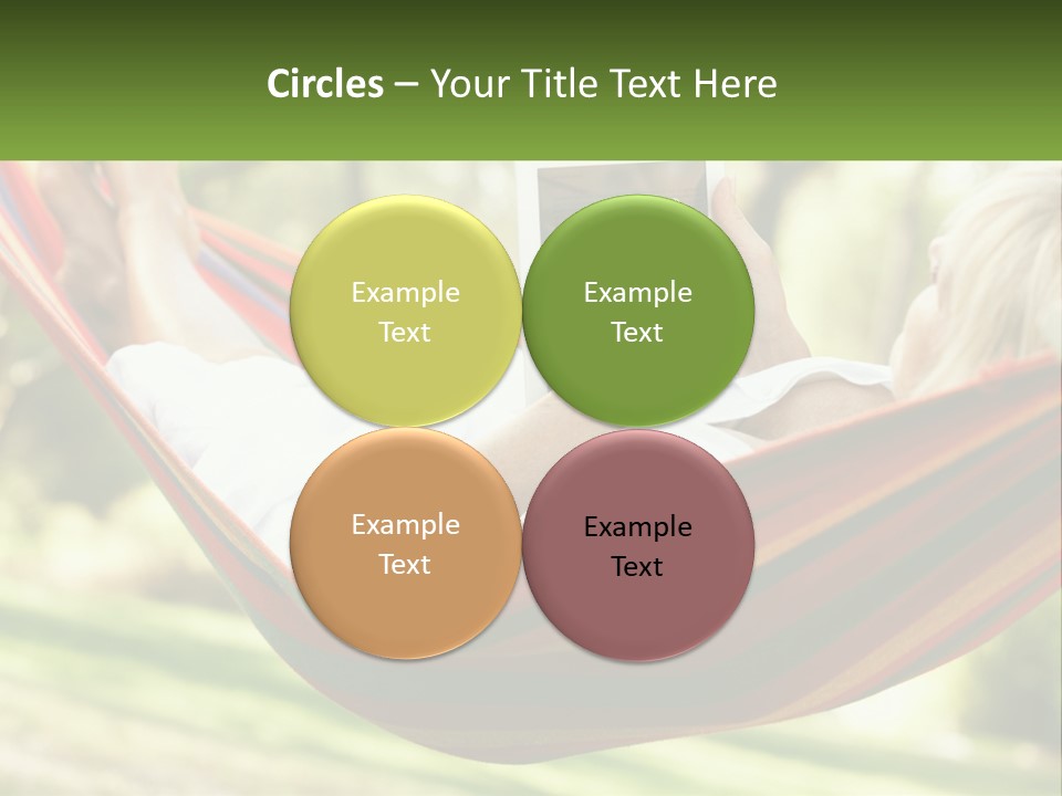 A Woman Laying In A Hammock Reading A Book PowerPoint Template