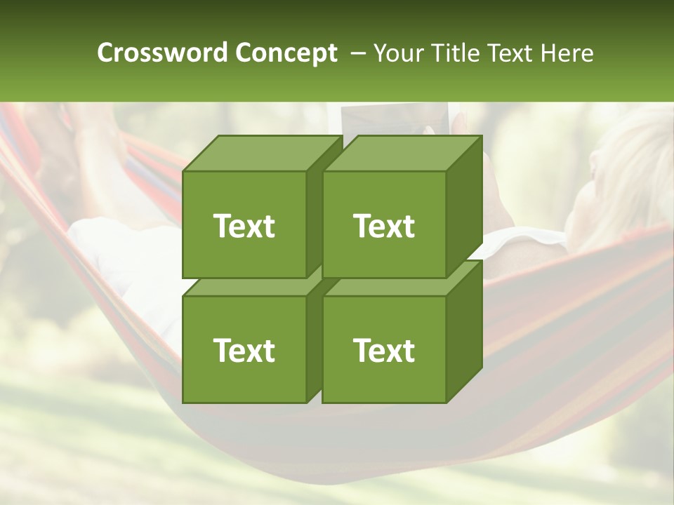 A Woman Laying In A Hammock Reading A Book PowerPoint Template