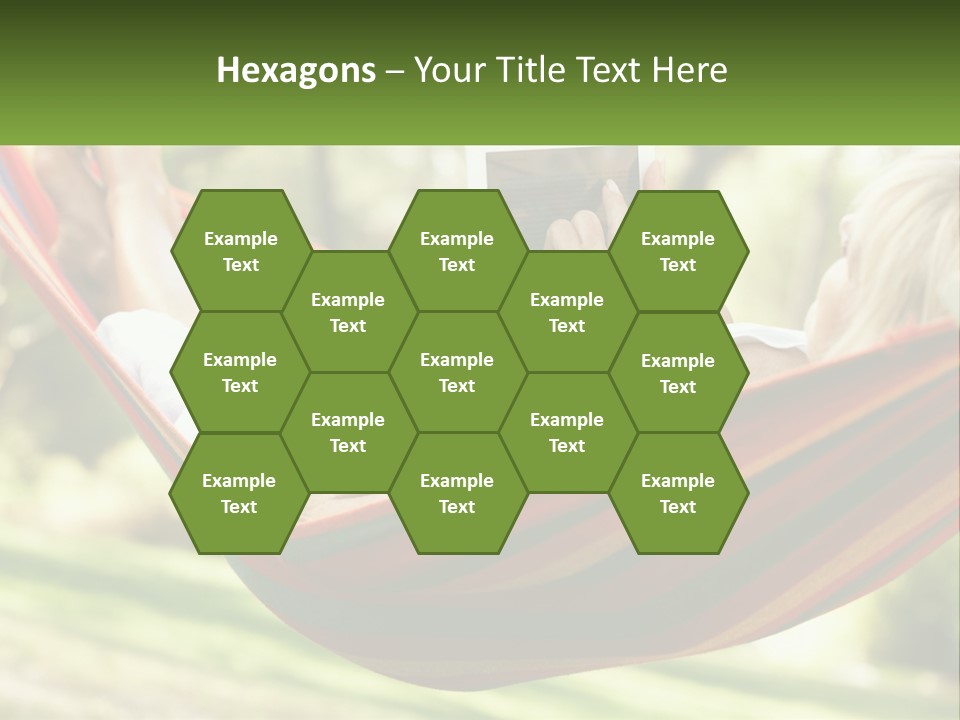 A Woman Laying In A Hammock Reading A Book PowerPoint Template