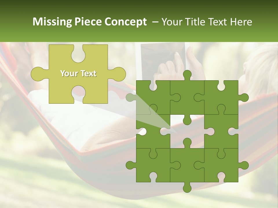 A Woman Laying In A Hammock Reading A Book PowerPoint Template