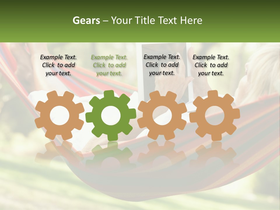 A Woman Laying In A Hammock Reading A Book PowerPoint Template