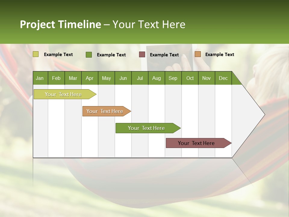 A Woman Laying In A Hammock Reading A Book PowerPoint Template