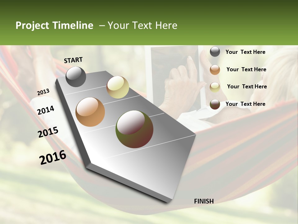 A Woman Laying In A Hammock Reading A Book PowerPoint Template