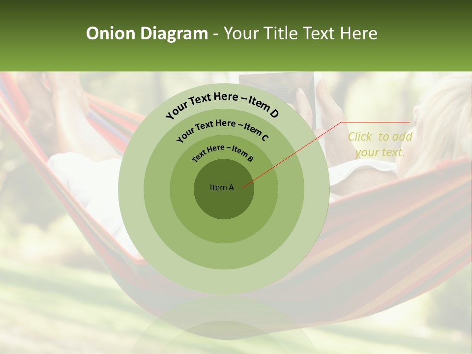 A Woman Laying In A Hammock Reading A Book PowerPoint Template