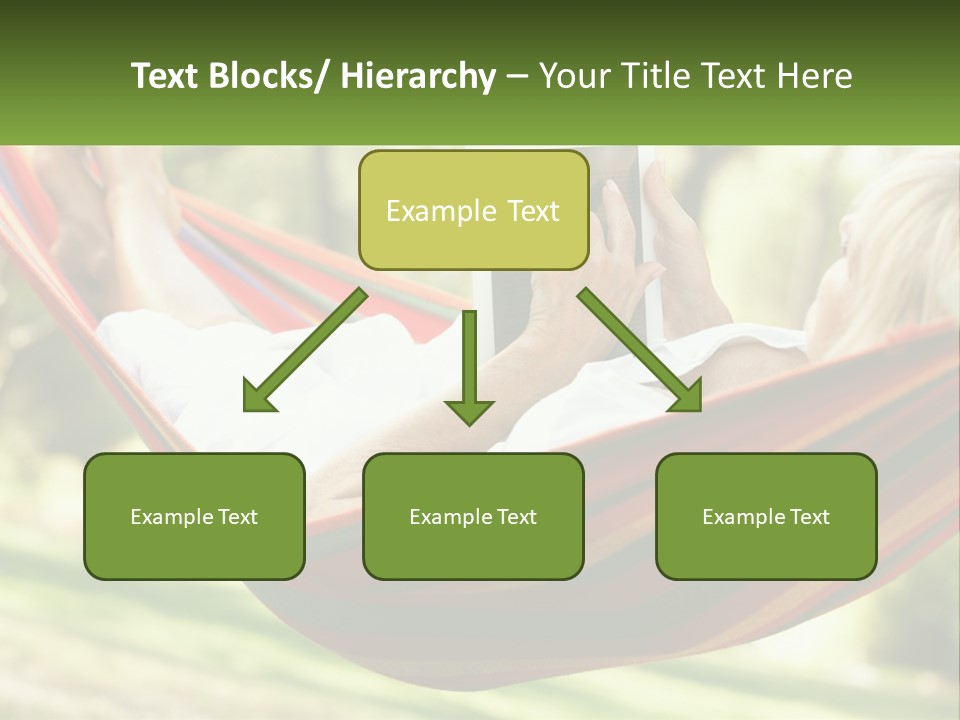 A Woman Laying In A Hammock Reading A Book PowerPoint Template