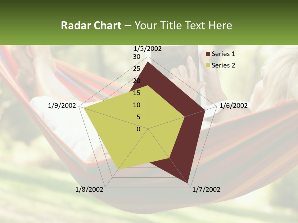 A Woman Laying In A Hammock Reading A Book PowerPoint Template