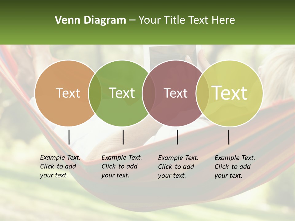 A Woman Laying In A Hammock Reading A Book PowerPoint Template