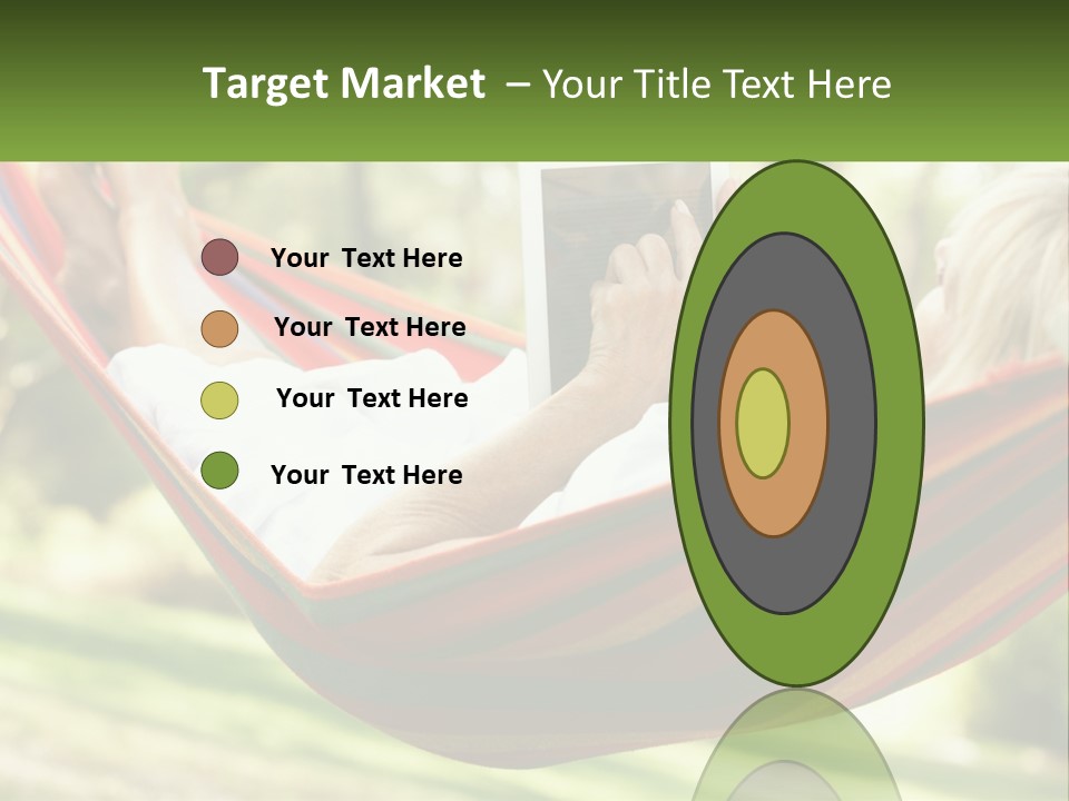 A Woman Laying In A Hammock Reading A Book PowerPoint Template