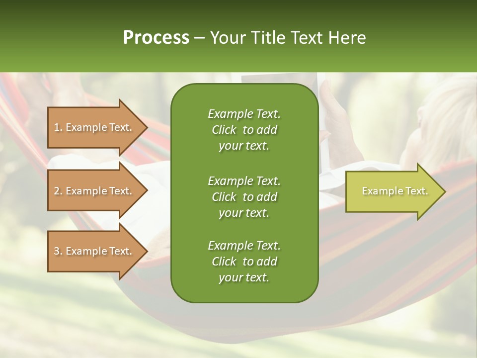 A Woman Laying In A Hammock Reading A Book PowerPoint Template