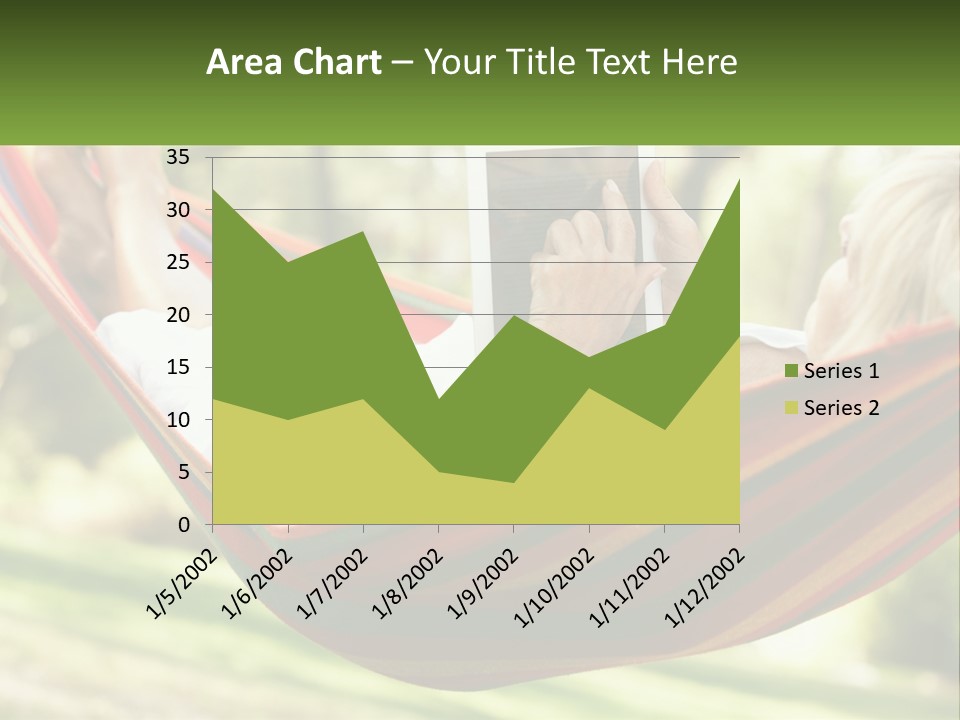 A Woman Laying In A Hammock Reading A Book PowerPoint Template