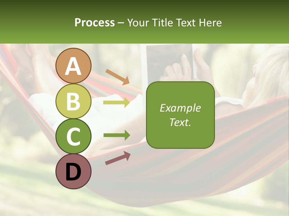 A Woman Laying In A Hammock Reading A Book PowerPoint Template