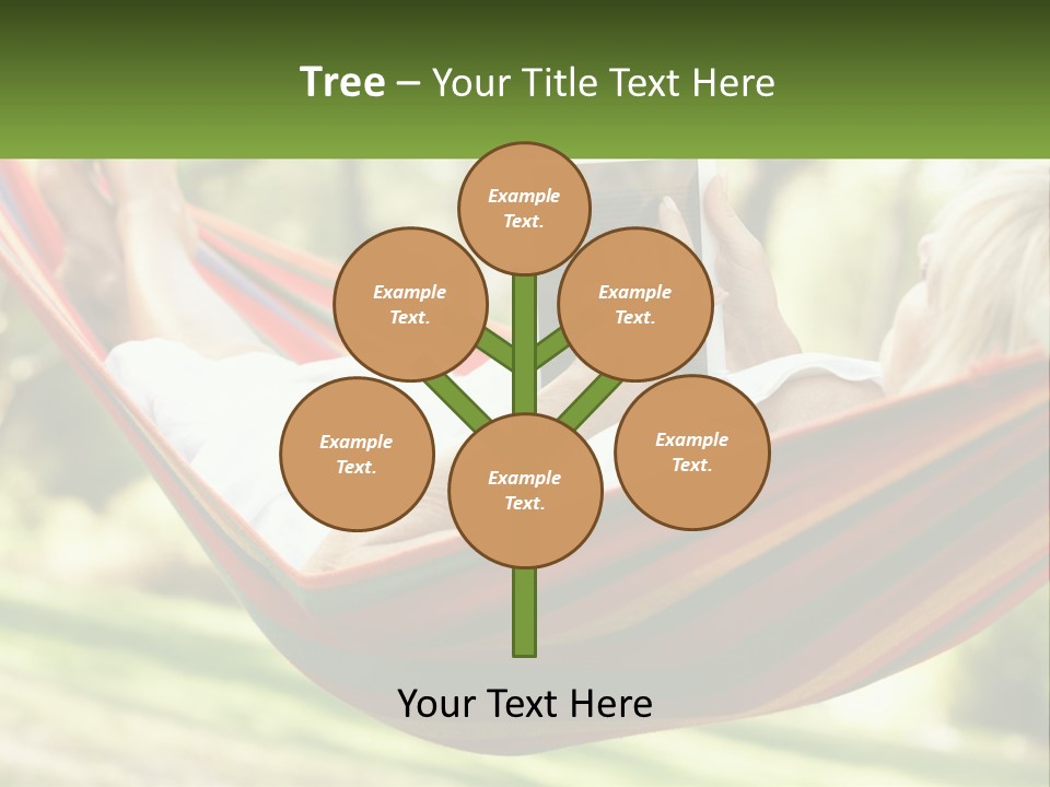 A Woman Laying In A Hammock Reading A Book PowerPoint Template