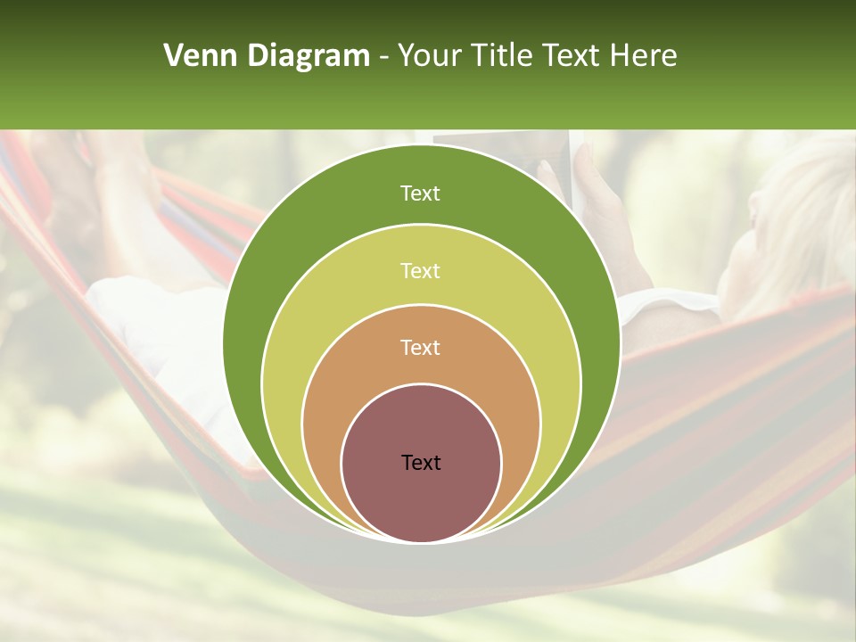 A Woman Laying In A Hammock Reading A Book PowerPoint Template