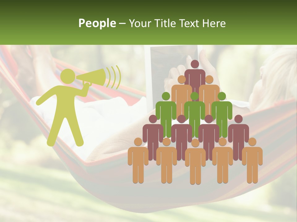 A Woman Laying In A Hammock Reading A Book PowerPoint Template