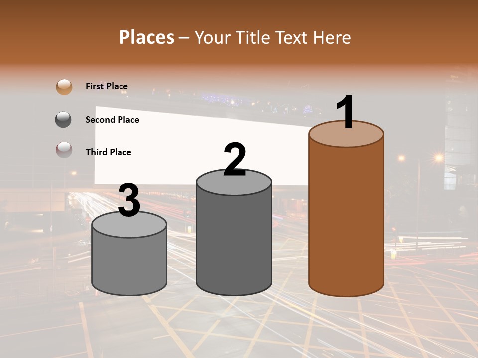A City Street At Night With A Large Billboard In The Middle Of It PowerPoint Template