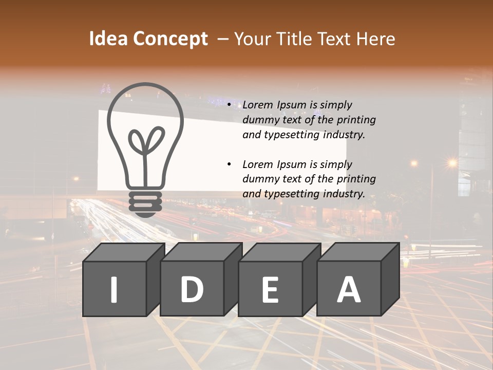 A City Street At Night With A Large Billboard In The Middle Of It PowerPoint Template