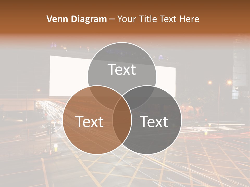 A City Street At Night With A Large Billboard In The Middle Of It PowerPoint Template