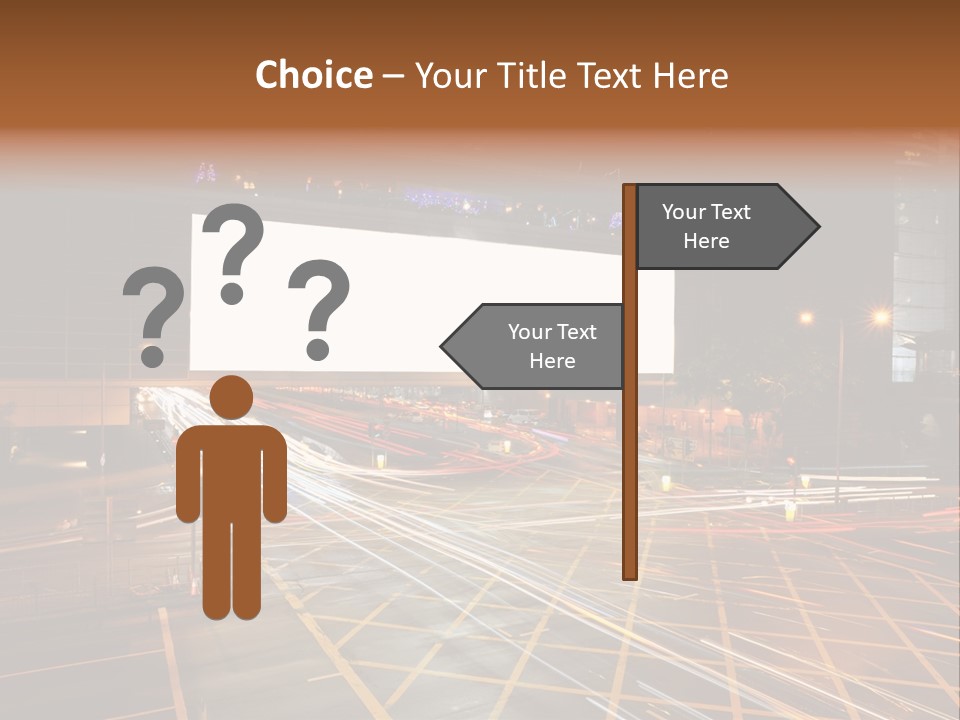 A City Street At Night With A Large Billboard In The Middle Of It PowerPoint Template