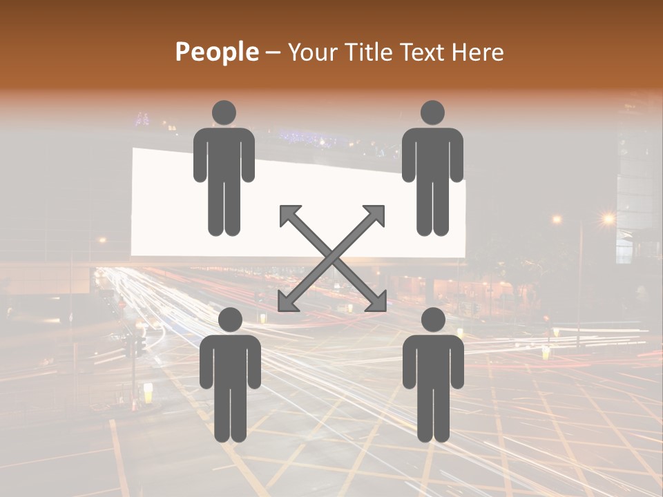 A City Street At Night With A Large Billboard In The Middle Of It PowerPoint Template