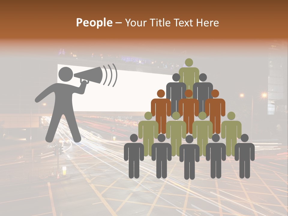 A City Street At Night With A Large Billboard In The Middle Of It PowerPoint Template