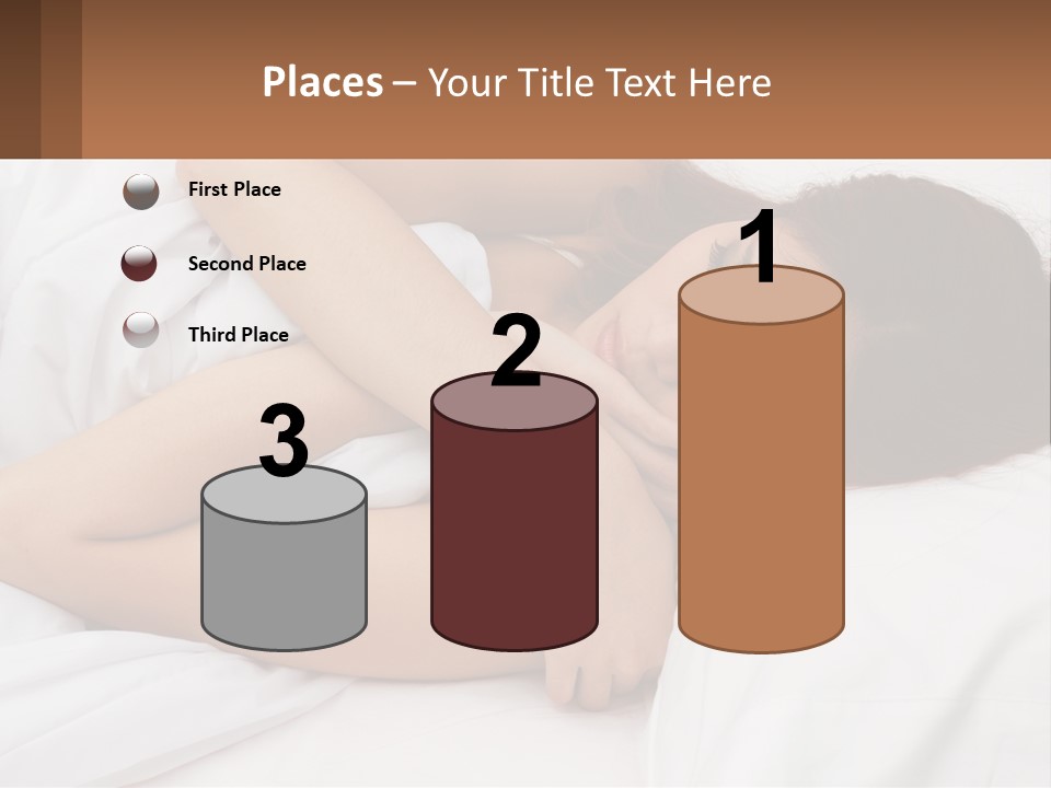 A Woman Laying In Bed With Her Head On Her Pillow PowerPoint Template