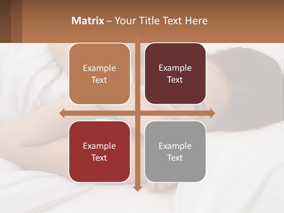 A Woman Laying In Bed With Her Head On Her Pillow PowerPoint Template