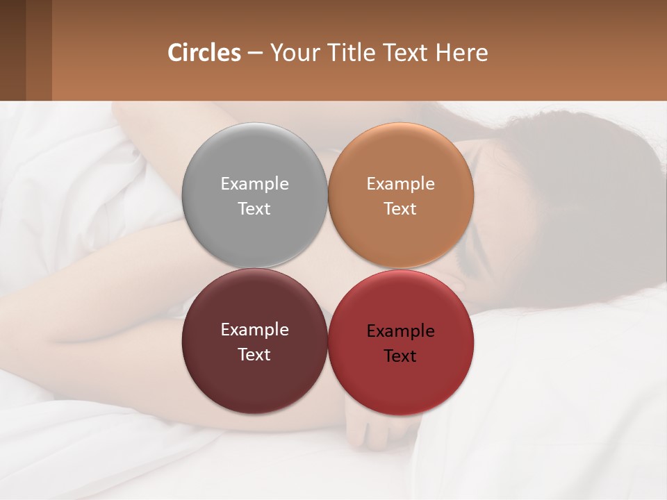 A Woman Laying In Bed With Her Head On Her Pillow PowerPoint Template