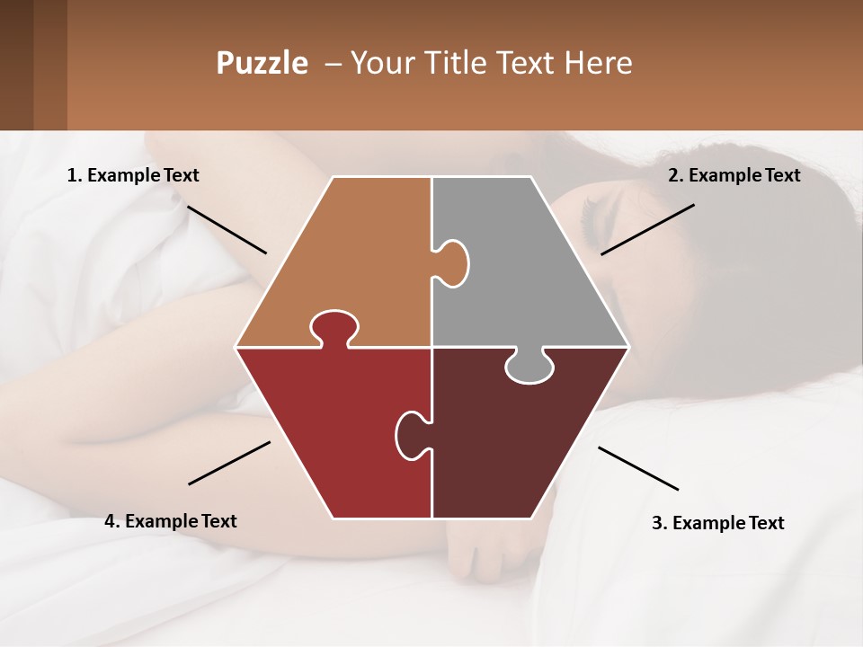 A Woman Laying In Bed With Her Head On Her Pillow PowerPoint Template