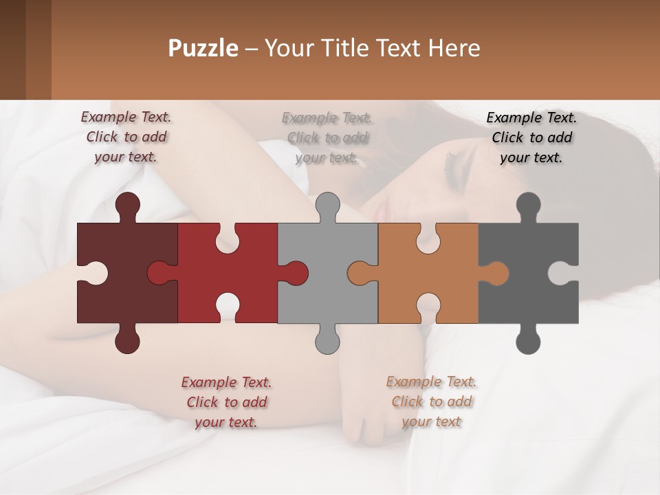 A Woman Laying In Bed With Her Head On Her Pillow PowerPoint Template