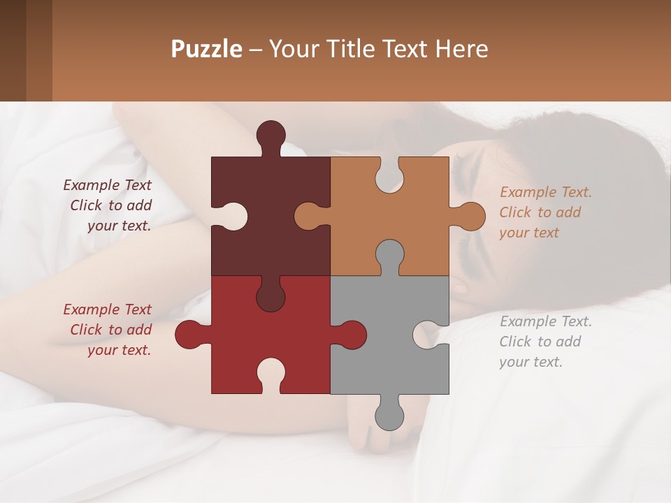 A Woman Laying In Bed With Her Head On Her Pillow PowerPoint Template