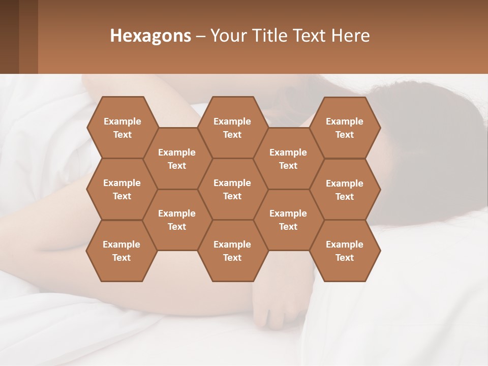 A Woman Laying In Bed With Her Head On Her Pillow PowerPoint Template