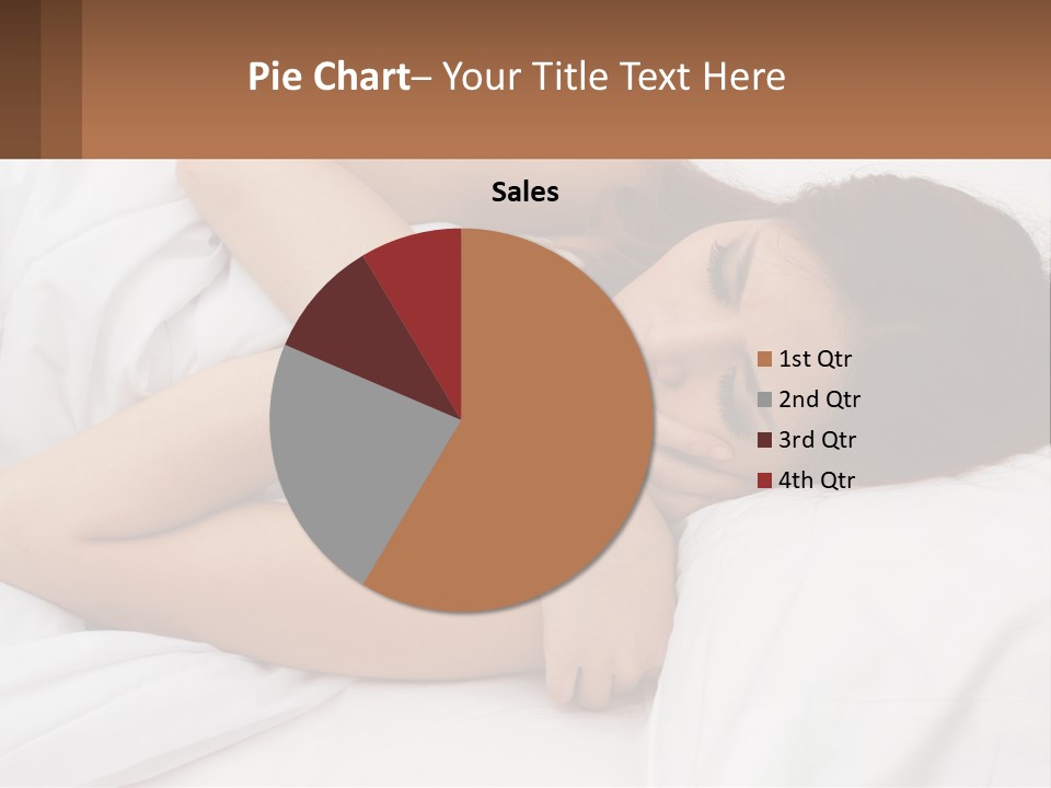 A Woman Laying In Bed With Her Head On Her Pillow PowerPoint Template
