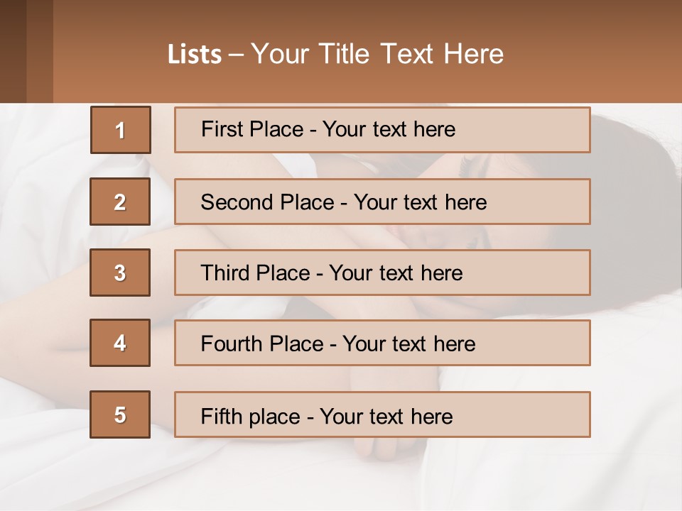 A Woman Laying In Bed With Her Head On Her Pillow PowerPoint Template